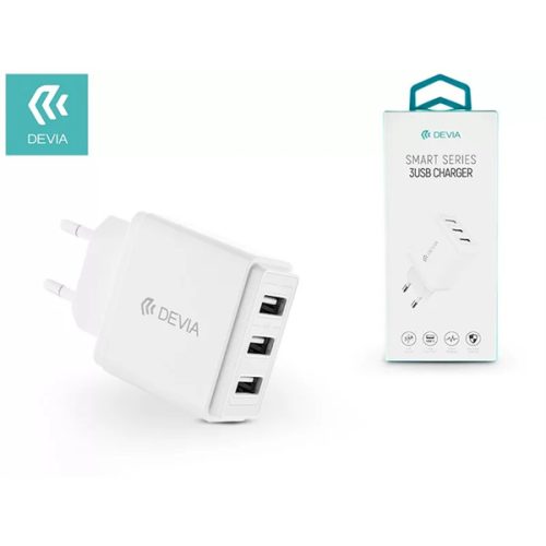 DEVIA UNIVERZÁLIS USB HÁLÓZATI TÖLTŐ ADAPTER 3 X USB - 5V/3,4A - SMART SERIES 3 USB CHARGER - WHITE