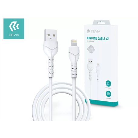 DEVIA USB - LIGHTNING ADAT- ÉS TÖLTŐKÁBEL 1 M-ES VEZETÉKKEL - KINTONE CABLE V2 SERIES FOR LIGHTNING - 5V/2.1A - WHITE