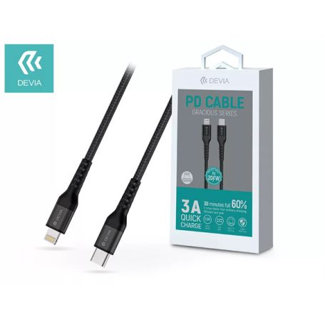 DEVIA USB TYPE-C - LIGHTNING ADAT- ÉS TÖLTŐKÁBEL 1,5 M-ES VEZETÉKKEL - GRACIOUS SERIES PD CABLE 20W - 5V/3A - BLACK