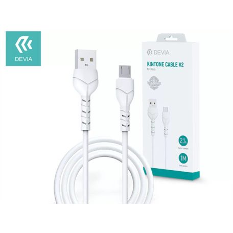 DEVIA USB - MICRO USB ADAT- ÉS TÖLTŐKÁBEL 1 M-ES VEZETÉKKEL - KINTONE CABLE V2 SERIES FOR MICRO USB - 5V/2.1A - WHITE