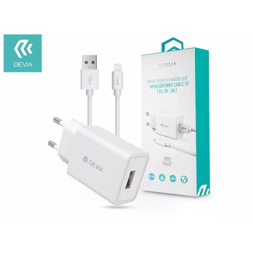 DEVIA SMART USB HÁLÓZATI TÖLTŐ ADAPTER + LIGHTNING KÁBEL 1 M-ES VEZETÉKKEL - WHITE