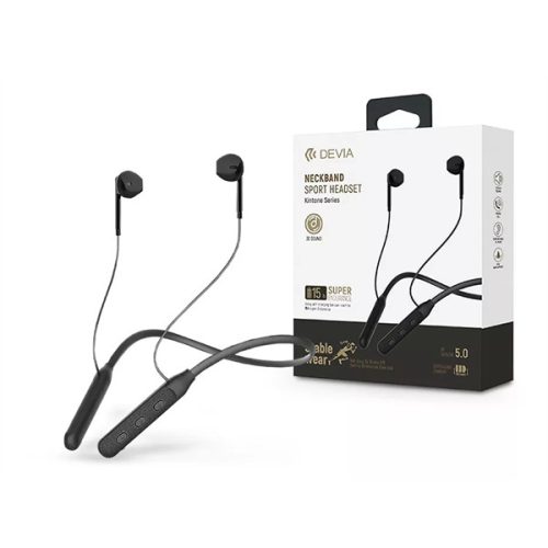 DEVIA SPORT BLUETOOTH SZTEREÓ FÜLHALLGATÓ V5.0 - KINTONE SERIES NECKBAND SPORT WIRELESS EARPHONE - FEKETE