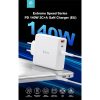 DEVIA GAN HÁLÓZATI TÖLTŐ ADAPTER USB + 2XTYPE-C BEMENETTEL - 140W - EXTREME SPEED SERIES PD 140W 2C+A GAN CHARGER - WHIT