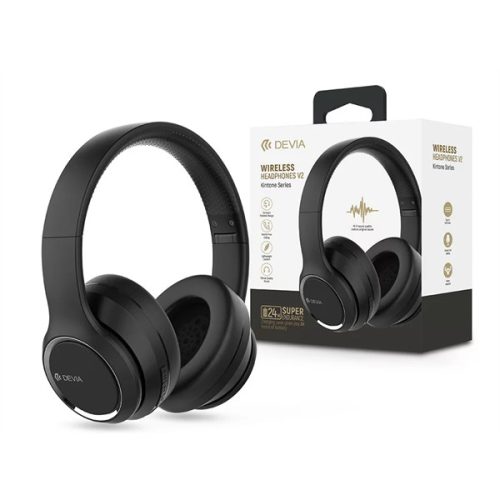 DEVIA WIRELESS BLUETOOTH SZTEREÓ FEJHALLGATÓ BEÉPÍTETT MIKROFONNAL - KINTONE SERIES WIRELESS HEADPHONES V2 - FEKETE