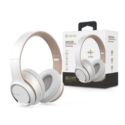 DEVIA WIRELESS BLUETOOTH SZTEREÓ FEJHALLGATÓ BEÉPÍTETT MIKROFONNAL - KINTONE SERIES WIRELESS HEADPHONES V2 - FEHÉR