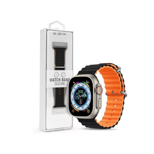 DEVIA APPLE WATCH SZILIKON SPORT SZÍJ - DELUXE SERIES SPORT6 SILICONE TWO-TONE WATCH BAND - 38/40/41 MM - BLACK/ORANGE