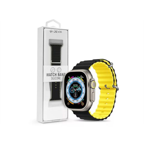 DEVIA APPLE WATCH SZILIKON SPORT SZÍJ - DELUXE SERIES SPORT6 SILICONE TWO-TONE WATCH BAND - 38/40/41 MM - BLACK/YELLOW