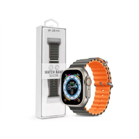 DEVIA APPLE WATCH SZILIKON SPORT SZÍJ - DELUXE SERIES SPORT6 SILICONE TWO-TONE WATCH BAND - 38/40/41 MM - GRAY/ORANGE