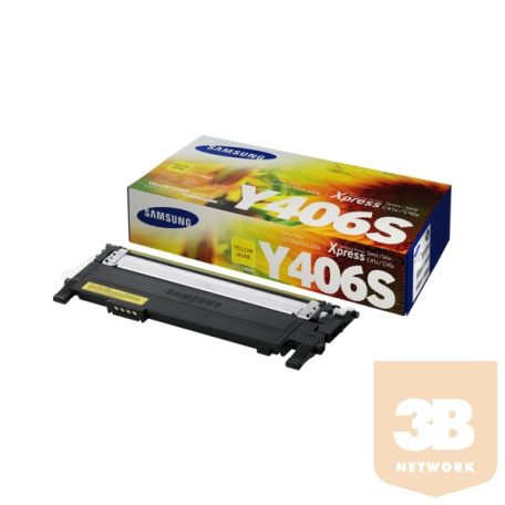 Samsung CLT-Y406S; Sárga toner CLP-360/365W CLX-3305xx, SL-C410W/460FW színes lézernyomtatóhoz és MFP-hez (1000lap)