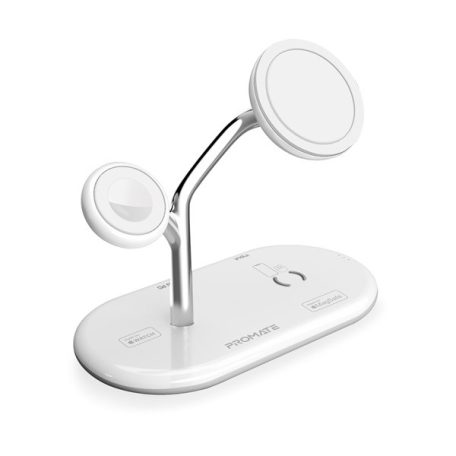 Promate töltő állomás - SYNERGY (4in1 HUB, AC 100-240V, 65W PD, 1xUSB-C, MagSafe, fehér)