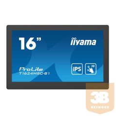   iiyama 24/7 touch monitor, 15,6", 1920x1080, 16:9, 385cd, 28ms, 800:1,/HDMI, T1624MSC