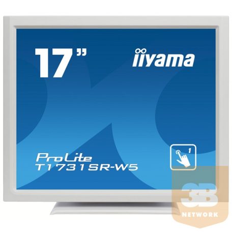 iiyama touch monitor, 17", 1280x1024, 5:4, 200cd, 5ms, 1000:1,VGA/HDMI/DP, T1731SR, fehér