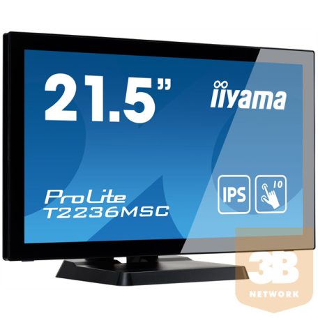 IIYAMA touch IPS monitor 21.5" T2236MSC-B3, 1920x1080, 16:9, 250cd/m2, 5ms, VGA/HDMI/DP,  hangszóró