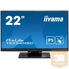   IIYAMA touch IPS monitor 21.5" T2254MSC-B1AG, 1920x1080, 16:9, 250cd/m2, 4ms, HDMI/DP/HDCP, hangszóró