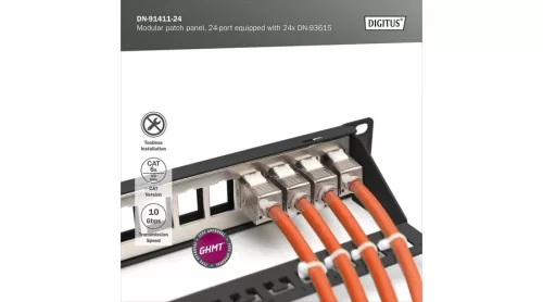 Digitus Moduláris patch panel + 24db Cat6A FTP modul set