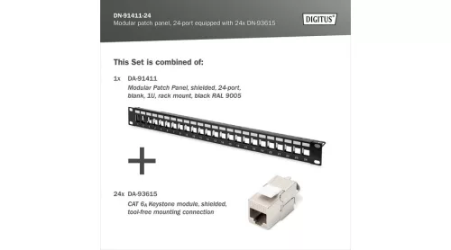 Digitus Moduláris patch panel + 24db Cat6A FTP modul set