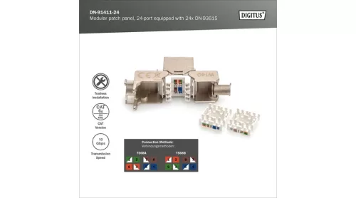 Digitus Moduláris patch panel + 24db Cat6A FTP modul set