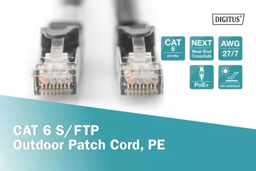 S/FTP Cat6 kültéri patch kábel 2 m, PE köpeny DK-1644-020/BLOD
