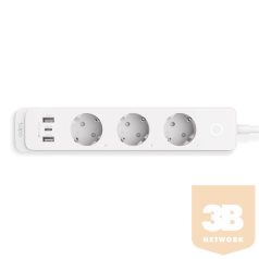   TP-LINK Okos Elosztósor Wifi-s, 3xDugalj + 2xUSB + 1x 18W USB-C, TAPO P300