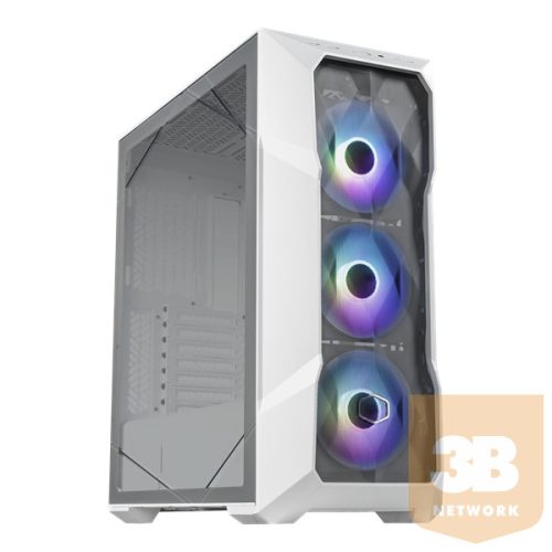 COOLER MASTER Ház Midi ATX MasterBox TD500 MESH V2 ARGB, Tápegység nélkül, Üvegfalú, Fehér