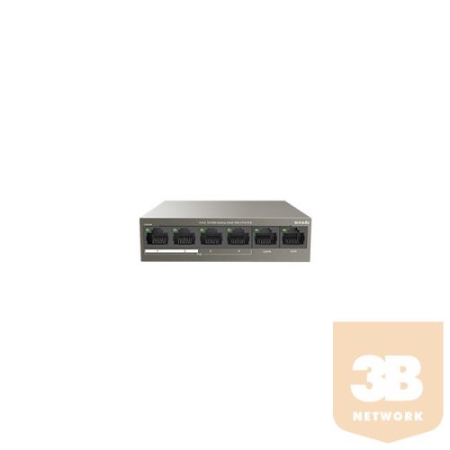 Tenda Switch PoE - TEF1106P-4-63W (6x100Mbps; 4 af/at PoE+ port; 63W; NVR port; Dual Uplink)