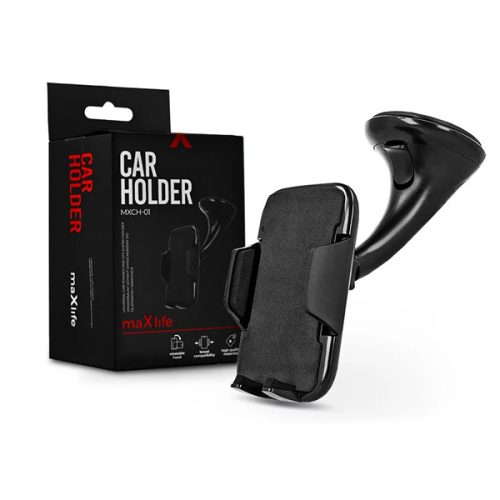 MAXLIFE UNIVERZÁLIS MŰSZERFALRA/SZÉLVÉDŐRE HELYEZHETŐ PDA/GSM AUTÓS TARTÓ - MAXLIFE MXCH-01 CAR HOLDER - FEKETE