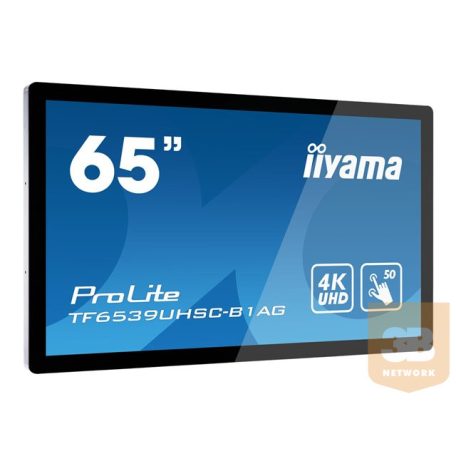 IIYAMA TF6539UHSC-B1AG 65inch WIDE LCD 50-Points Touch Screen 3840x2160 1100:1 500cd/m2 UHD IPS panel LED VGA 2xHDMI DP
