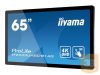 IIYAMA TF6539UHSC-B1AG 65inch WIDE LCD 50-Points Touch Screen 3840x2160 1100:1 500cd/m2 UHD IPS panel LED VGA 2xHDMI DP