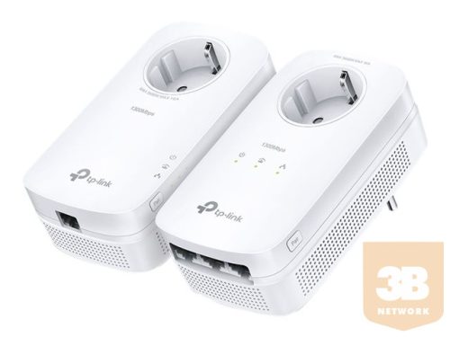 TP-LINK AV1300 Passthrough Powerline KIT Qualcomm 3 Gigabit Ports 1300Mbps 2x2 MIMO HomePlug AV2 New PLC Utility Twin Pack