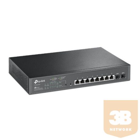 TP-LINK Switch 8x1000Mbps (8xPOE+) + 2xGigabit SFP, Fémházas Asztali, Menedzselhető, TL-SG1210MP