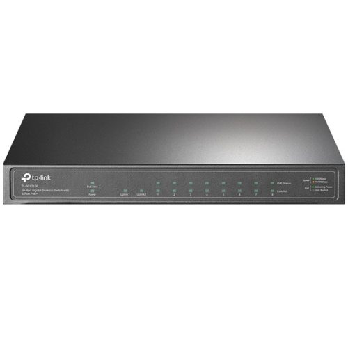 TP-LINK Switch 10x1000Mbps(8xPOE+) Fémházas Asztali, TL-SG1210PP