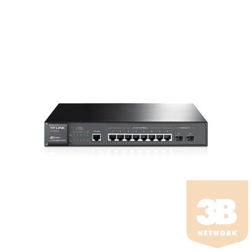 TP-LINK Switch 8x1000Mbps + 2xGigabit SFP + 1 konzol port, Menedzselhető, TL-SG3210