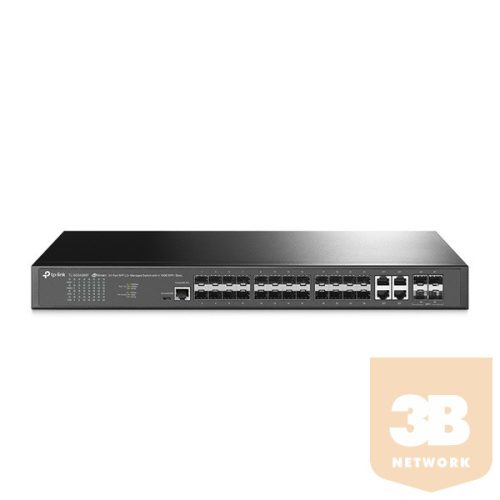 TP-LINK Switch 20x1000Mbps + 4xGigabit SFP kombó + 4x10G SFP+ + 1xkonzol port, Menedzselhető, TL-SG3428XF