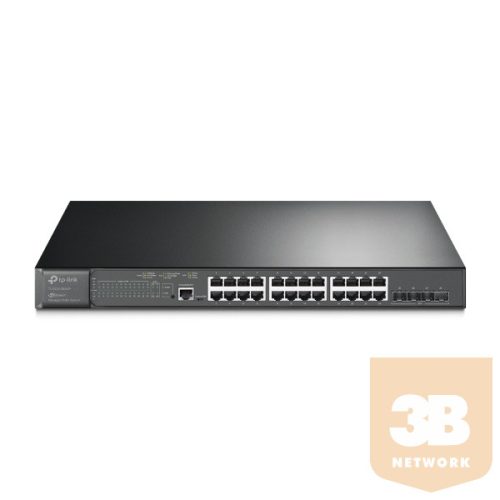 TP-LINK Switch 24x1000Mbps (24xPOE+) + 4x10G SFP+ + 2 konzol port, Menedzselhető, TL-SG3428XMP