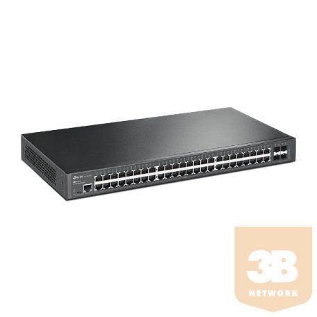 TP-LINK Switch 48x1000Mbps + 4xGigabit SFP + 2 konzol port, Menedzselhető, TL-SG3452