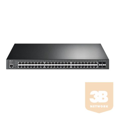 TP-LINK Switch 48x1000Mbps (48xPOE+) + 4xGigabit SFP + 2xkonzol port, Menedzselhető Rackes, TL-SG3452P