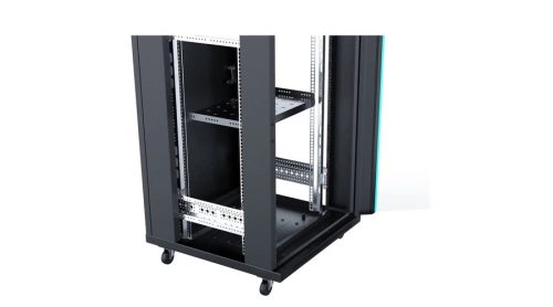 X-Tech - 18U szerver rack szekrény 600x1000, Fekete, lapraszerelt