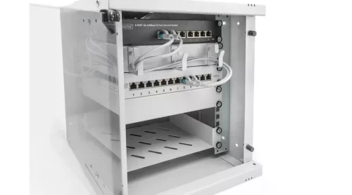 Digitus 6U 10" fali mini rack szekrény 315x300 mm, világosszürke
