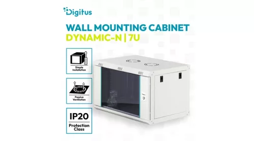 Digitus 7U 19" fali rack szekrény 600x450 mm, világosszürke, lapraszerelt
