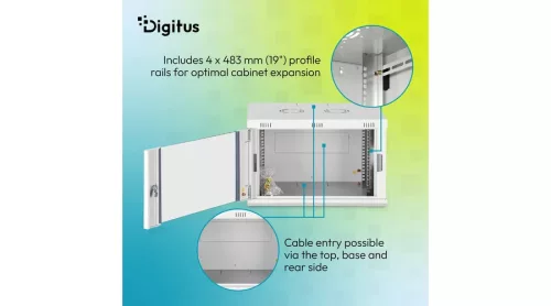 Digitus 7U 19" fali rack szekrény 600x450 mm, világosszürke, lapraszerelt