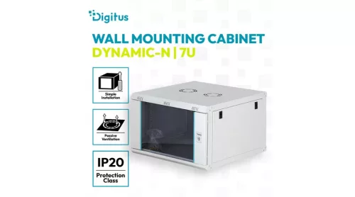 Digitus 7U 19" fali rack szekrény 600x600 mm, világosszürke, lapraszerelt