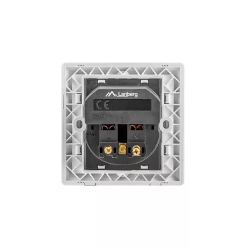 Lanberg AC süllyesztett fali aljzat 230V 2 USB porttal 2.1A, Schuko aljzat fehér