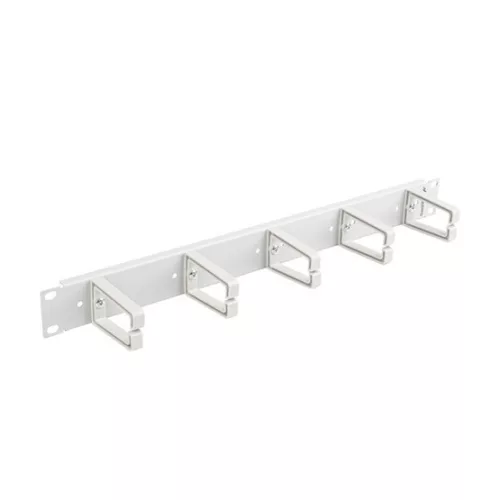 Lanberg 19" 1U gyűrűs kábelrendező panel, 5 műanyag gyűrű, szürke