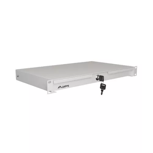 19" fiók, 1U/483×270 mm,  30 kg maximum terhelhetőség, szürke
