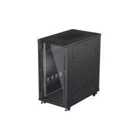   Lanberg 19" szabadon álló rack szekrény 22U/600X1000 üvegajtó, lapraszerelt, fekete
