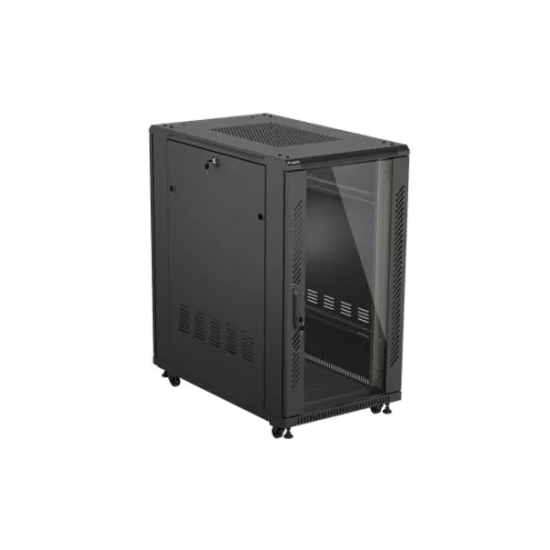 Lanberg 19" szabadon álló rack szekrény 22U/600X1000 üvegajtó, lapraszerelt, fekete