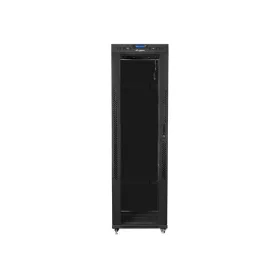   Lanberg 19" szabadon álló rack szekrény 42U/600X1000 üvegajtó, lapraszerelt, LCD kijelző, fekete V2
