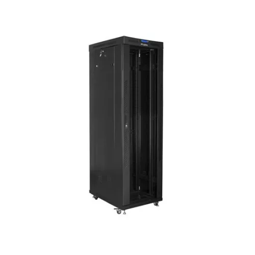 Lanberg 19" szabadon álló rack szekrény 42U/600X1000 üvegajtó, lapraszerelt, LCD kijelző, fekete V2
