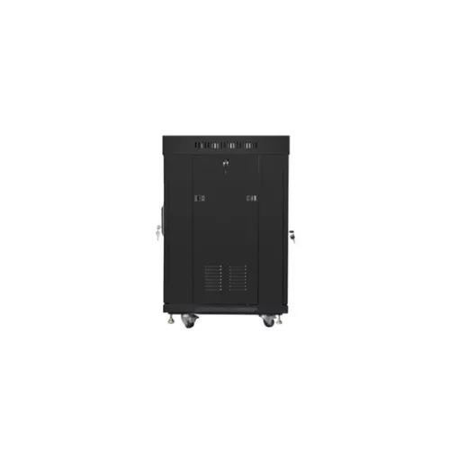 Lanberg 19" szabadon álló rack szekrény 15U/600X600 üvegajtó, lapraszerelt, LCD kijelző, fekete V2