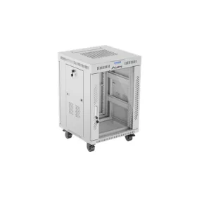   Lanberg 19" szabadon álló rack szekrény 15U/600X600 üvegajtó, lapraszerelt, LCD kijelző, szürke V2